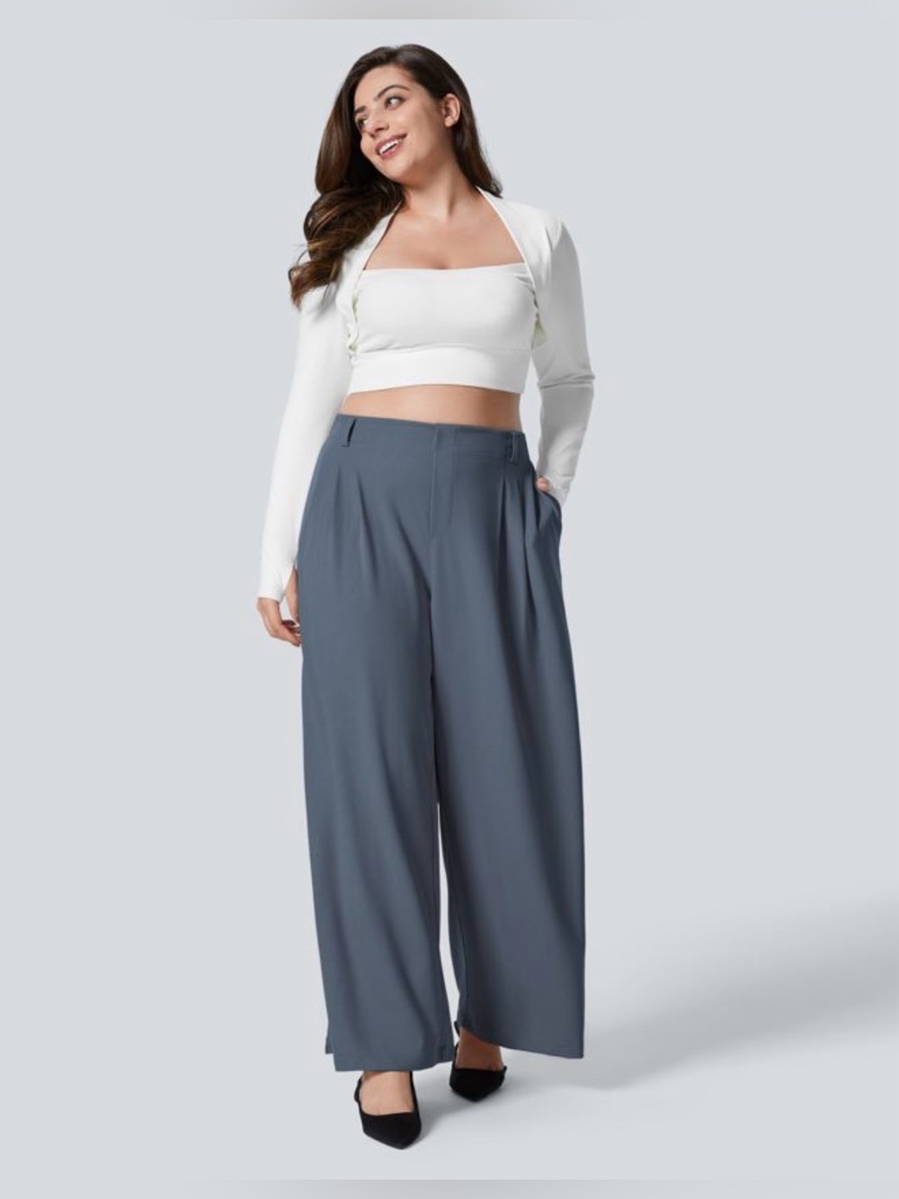 NWT Halara Flex High Waisted Wide Leg Waffle Work Pants, Sm Reg Mountain Springs